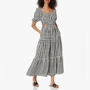 Gingham Cut-Out Maxi Dress - Size S